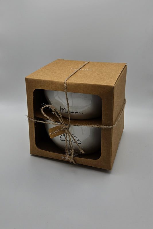 2er Set Bowl Set – Runde Frühstücksbowls aus Keramik weiß glasiert