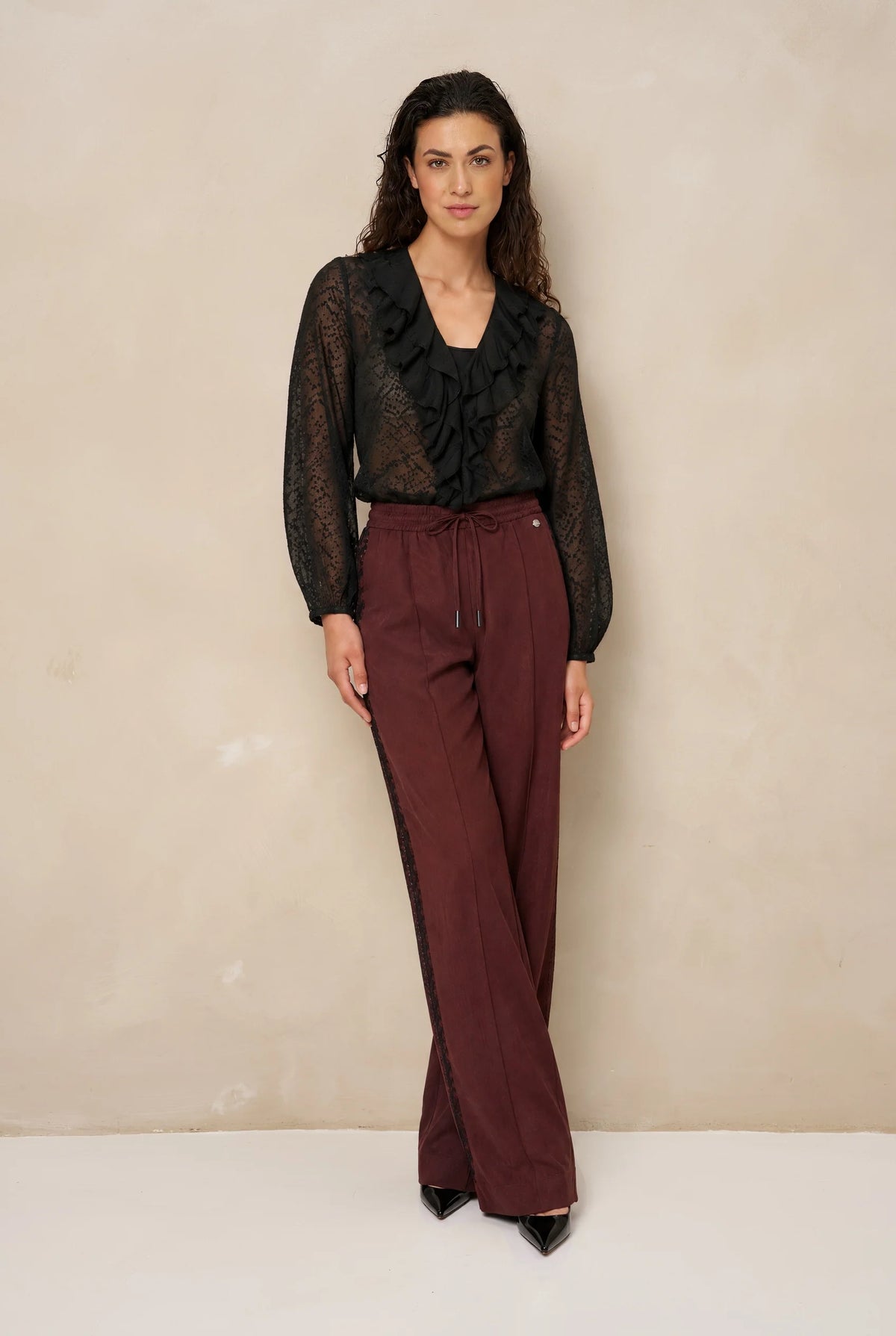 lofty manner Bluse Kio - Boho Ruffle | Black