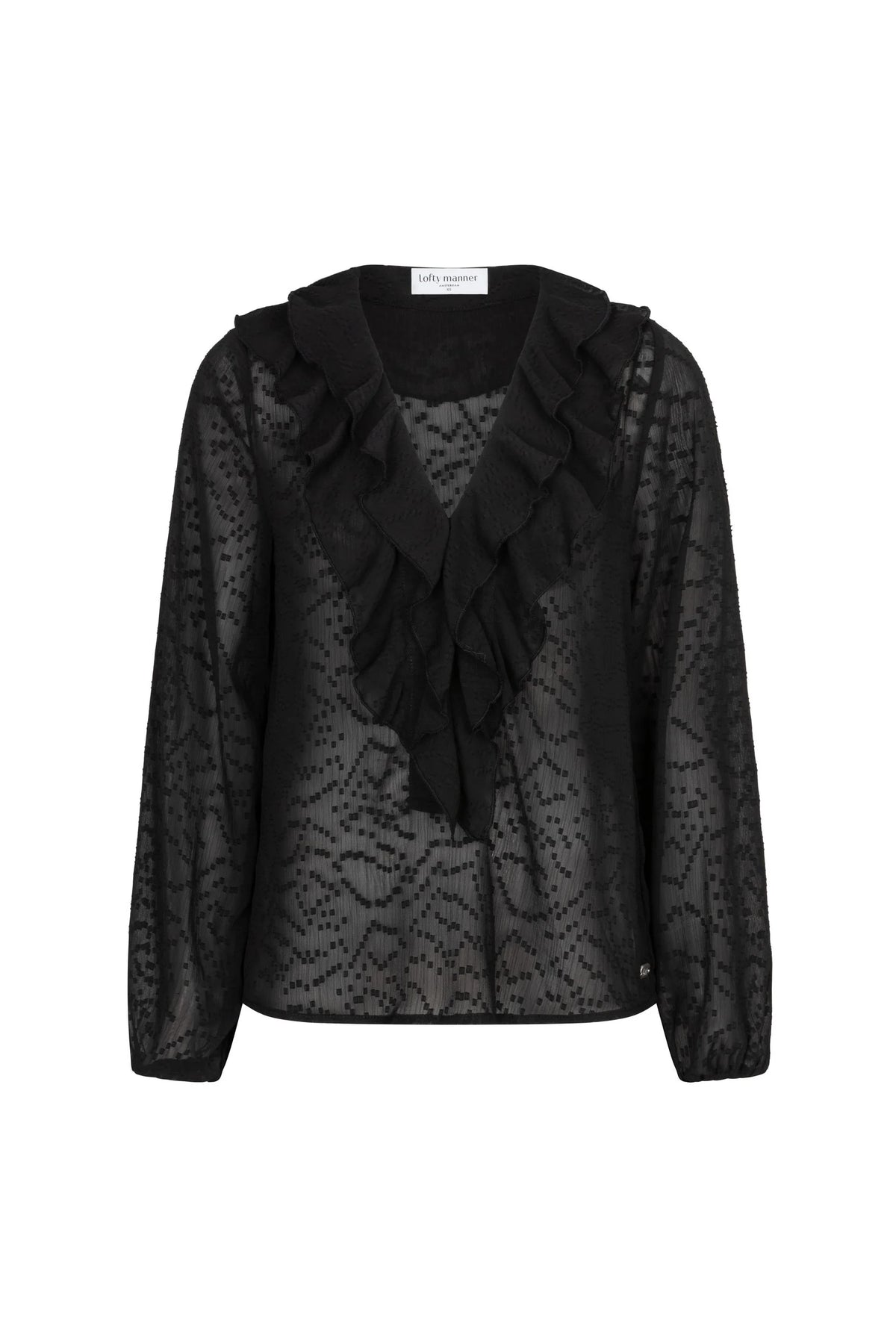 lofty manner Bluse Kio - Boho Ruffle | Black