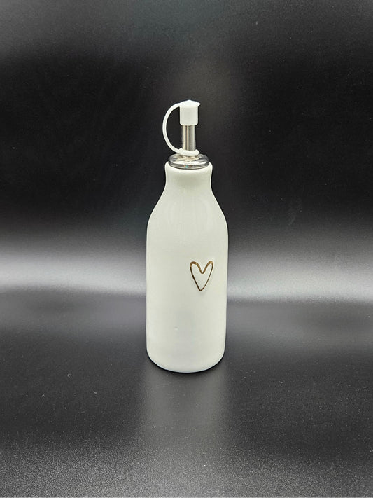 Keramik Öl-/Essig-Spender mit goldenem offenem Herz von Zusss 💛 – stilvoll servieren