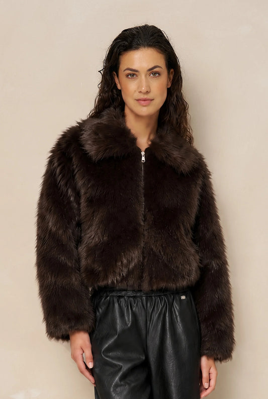 lofty manner Jacket Kaia - Fur Coat | Brown