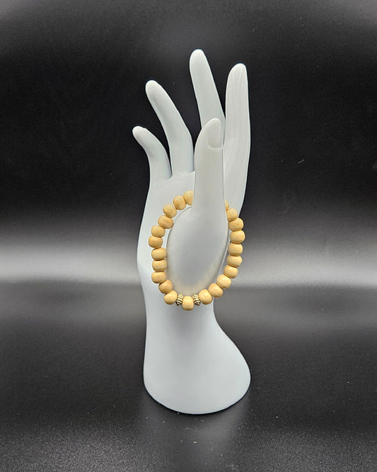 Hannah Collection - Beiges Perlenarmband mit goldenen Akzenten ✨ Hand Made Modeschmuck