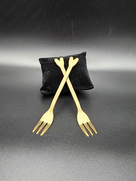 Zusss Kuchengabeln 2er Set ✨ – Hartje Serie, goldfarbener Glanz, 13 cm