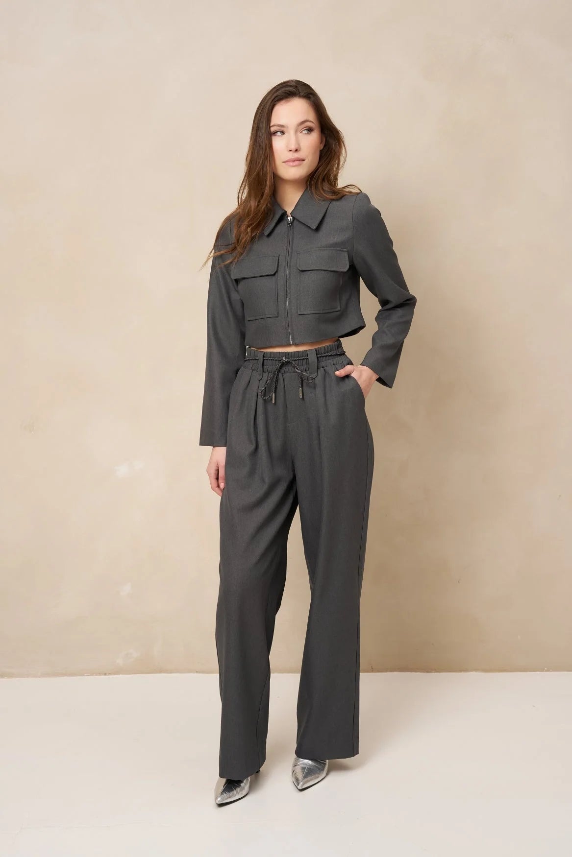 lofty manner Hose Kela - Pleated Tailored | Anthracite