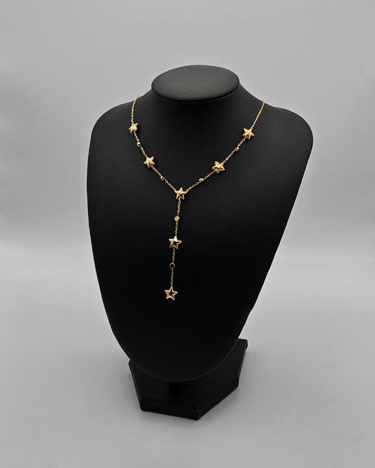 Sternchenkette mit Strasssteinen – Vergoldete Edelstahl Damen Halskette