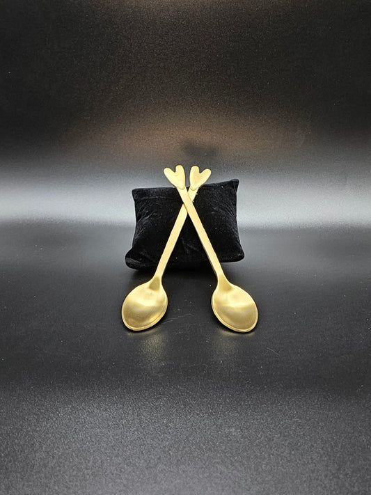 Zusss Teelöffel 2er Set ✨ – Hartje Serie, goldfarbener Glanz, 13 cm