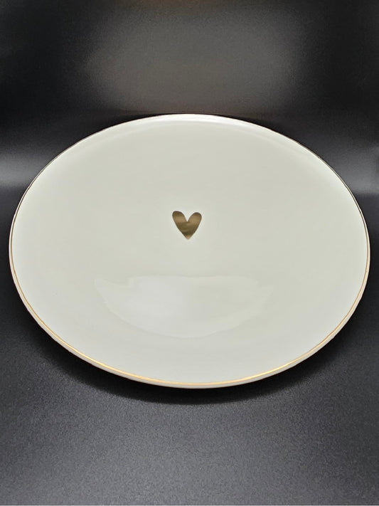 Weißer Teller mit goldenem Herz 💛 – Hartje Serie von Zusss, Ø 27 cm