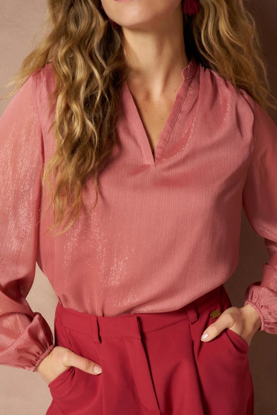 lofty manner Top Issey - Lurex Bohemian | Coral