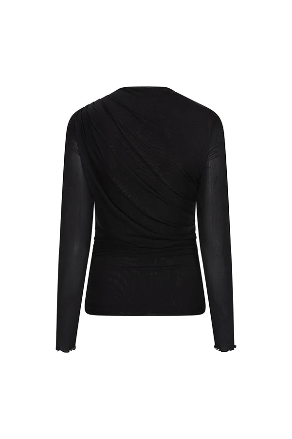 lofty manner Top Jolien - Draped Mesh | Black